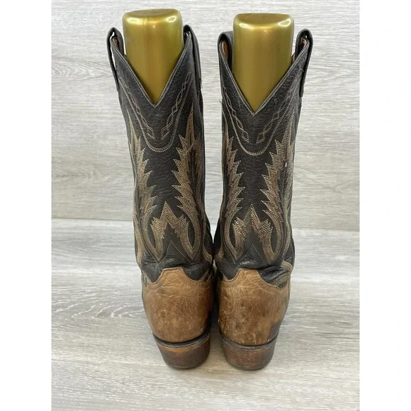 Tony Lama 6171C Men's 7.5 Brown Leather Western Cowboy Boots USA Made Vintage